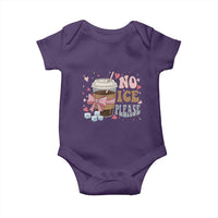 No Ice Please Baby Onesie Funny Coffee Lover Anti Ice Satire