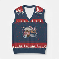 No Ice Please V-Neck Knit Sweater Vest Funny Coffee Lover Anti Ice Satire