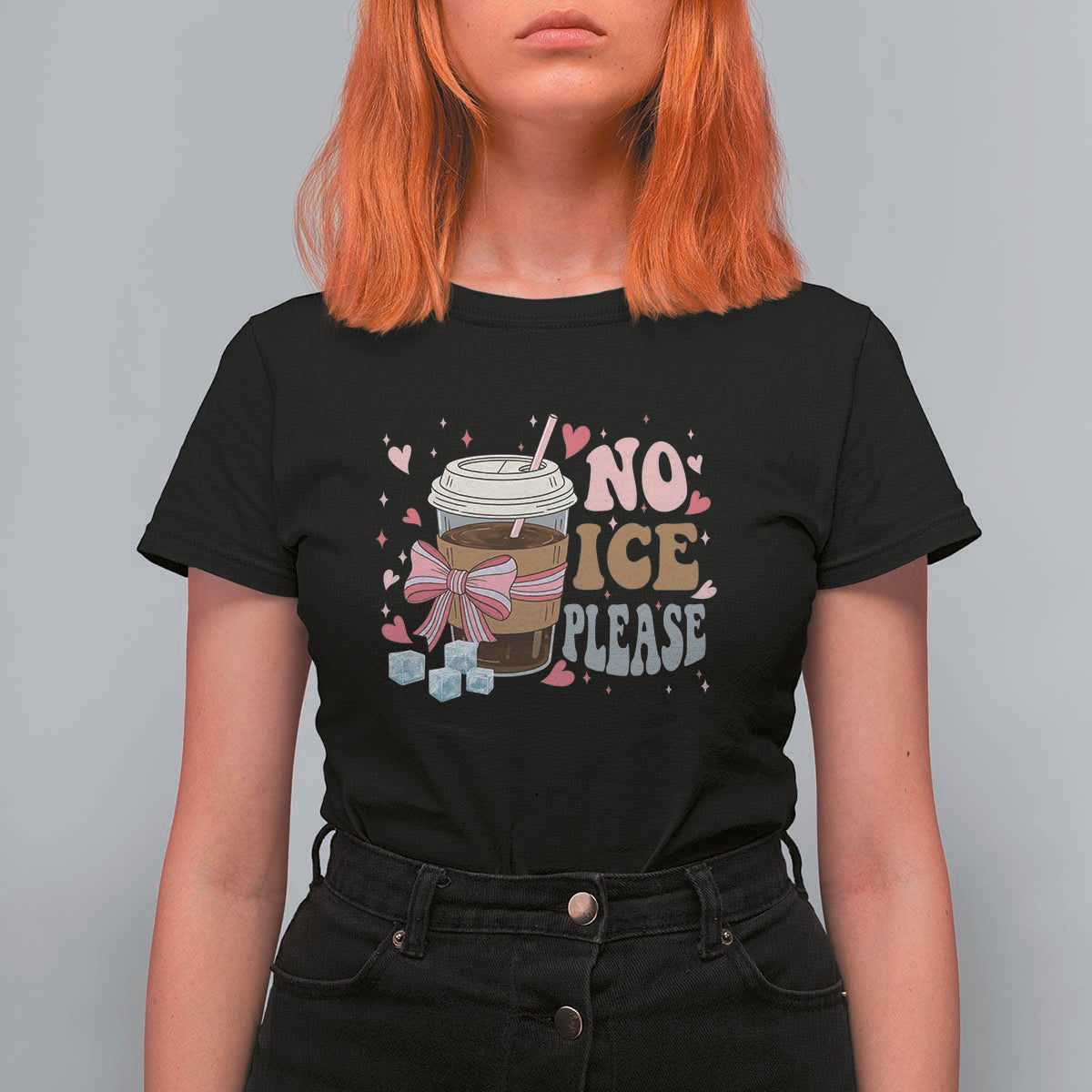 No Ice Please T Shirt For Women Funny Coffee Lover Anti Ice Satire