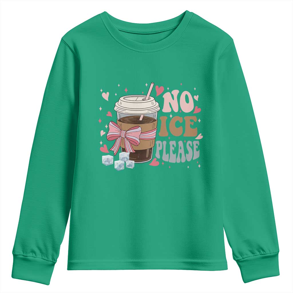 No Ice Please Youth Sweatshirt Funny Coffee Lover Anti Ice Satire
