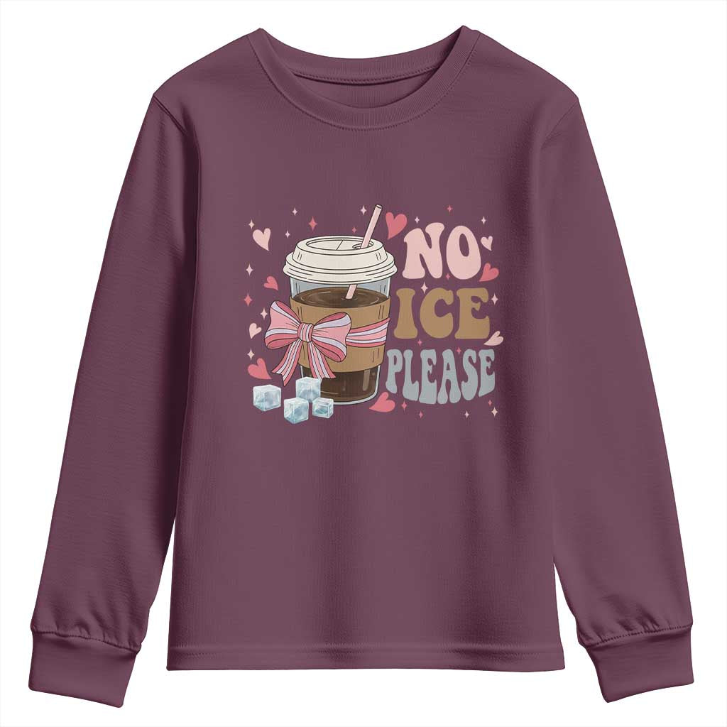 No Ice Please Youth Sweatshirt Funny Coffee Lover Anti Ice Satire