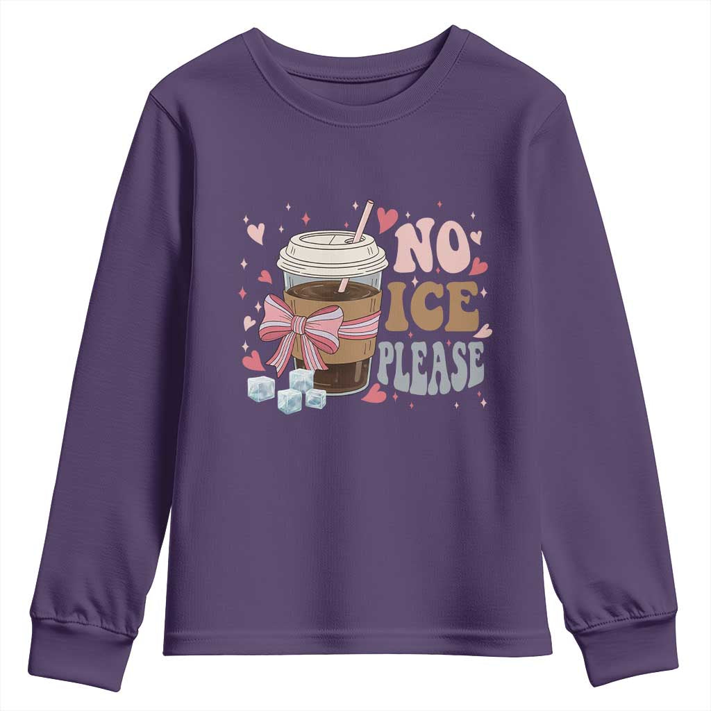 No Ice Please Youth Sweatshirt Funny Coffee Lover Anti Ice Satire