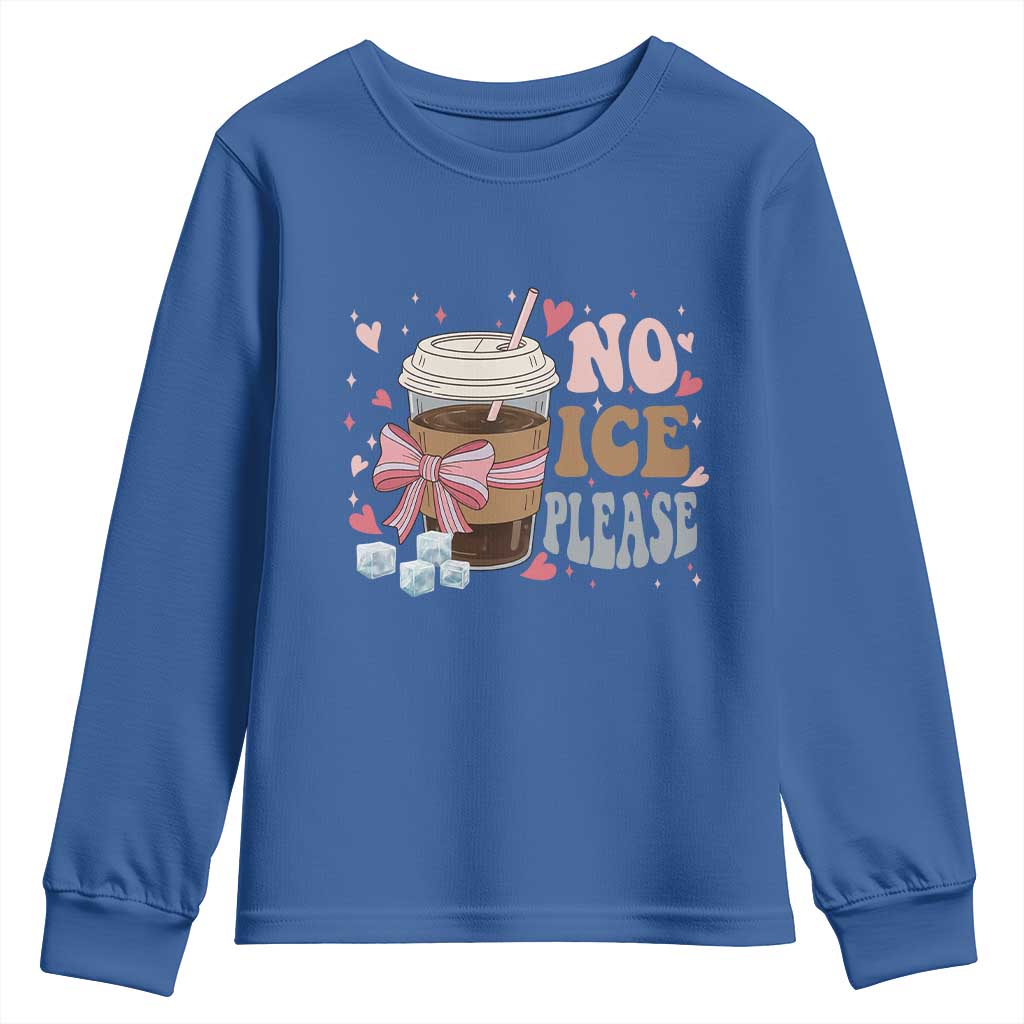 No Ice Please Youth Sweatshirt Funny Coffee Lover Anti Ice Satire