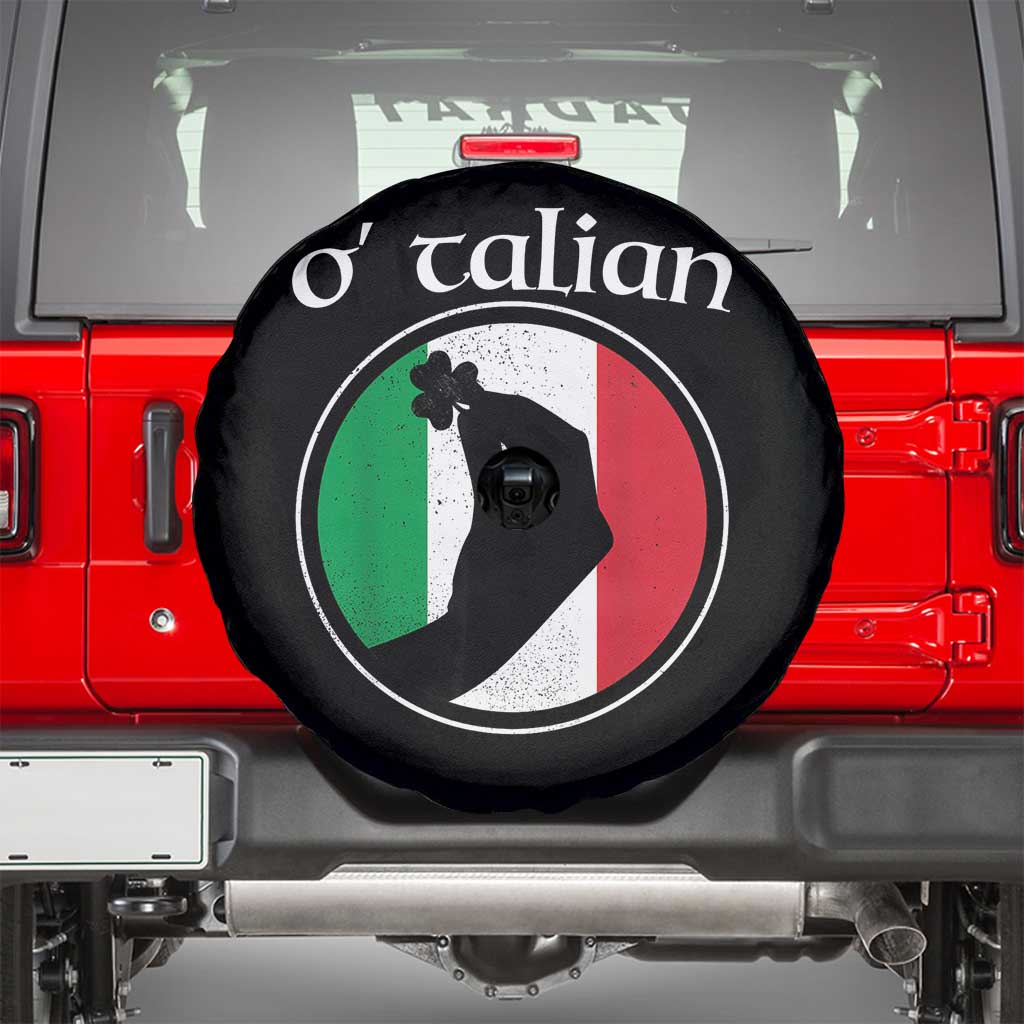 Funny O'Talian Spare Tire Cover St Patrick's Day Italian Pinched Fingers Shamrock