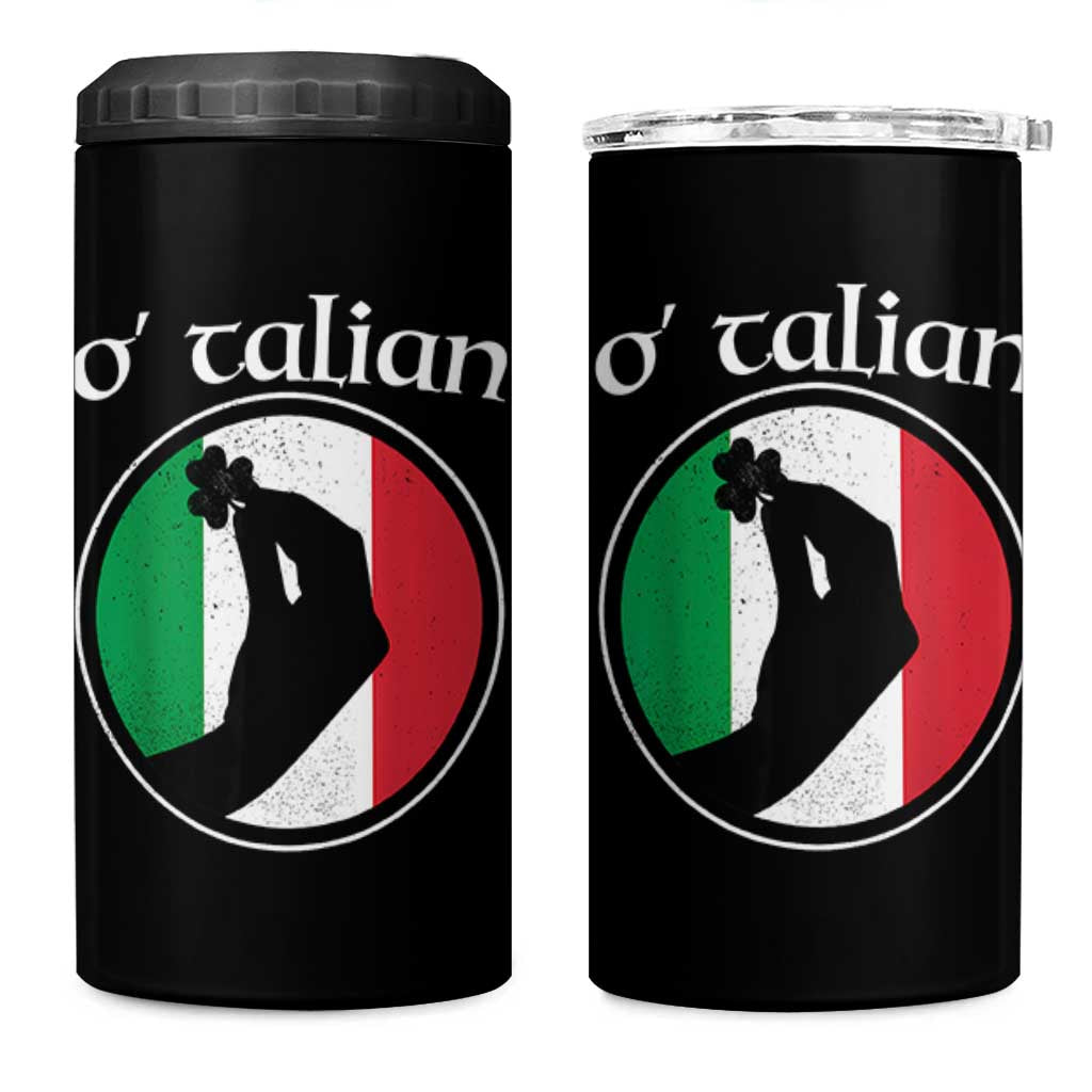Funny O'Talian 4 in 1 Can Cooler Tumbler St Patrick's Day Italian Pinched Fingers Shamrock