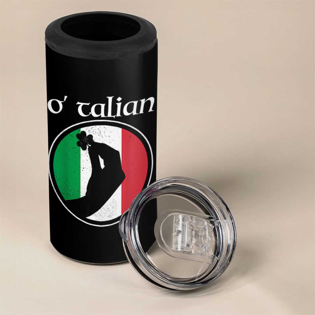 Funny O'Talian 4 in 1 Can Cooler Tumbler St Patrick's Day Italian Pinched Fingers Shamrock