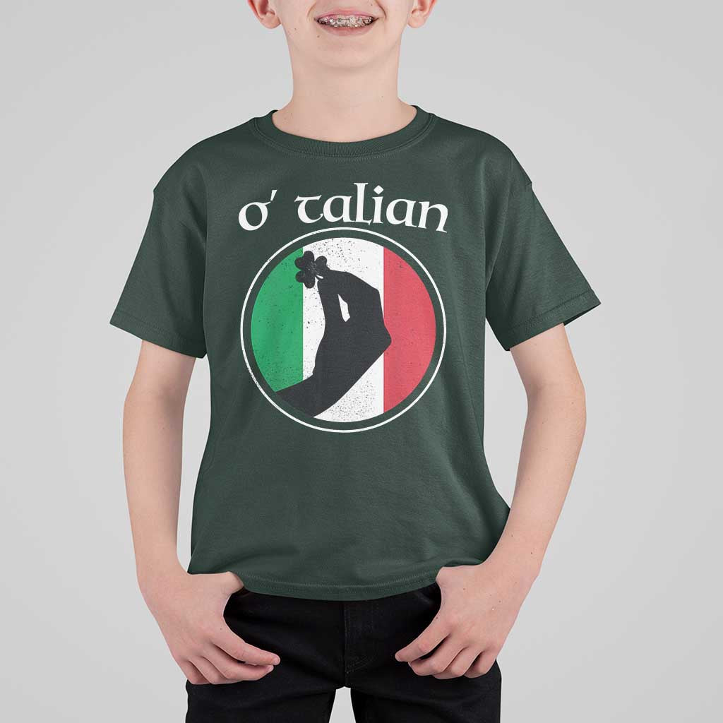 Funny O'Talian T Shirt For Kid St Patrick's Day Italian Pinched Fingers Shamrock