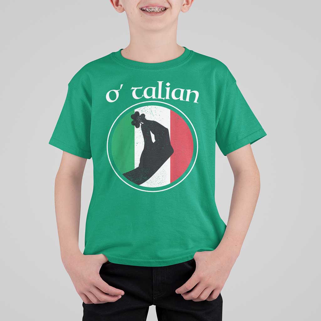 Funny O'Talian T Shirt For Kid St Patrick's Day Italian Pinched Fingers Shamrock