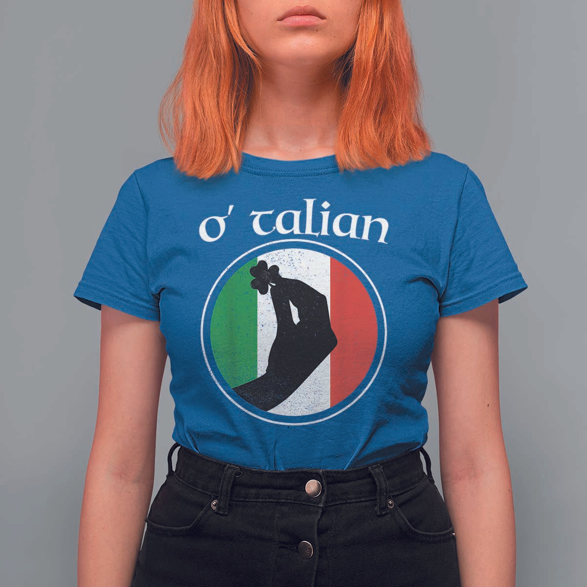 Funny O'Talian T Shirt For Women St Patrick's Day Italian Pinched Fingers Shamrock