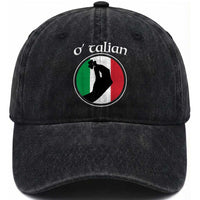 Funny O'Talian Washed Cotton Baseball Cap St Patrick's Day Italian Pinched Fingers Shamrock