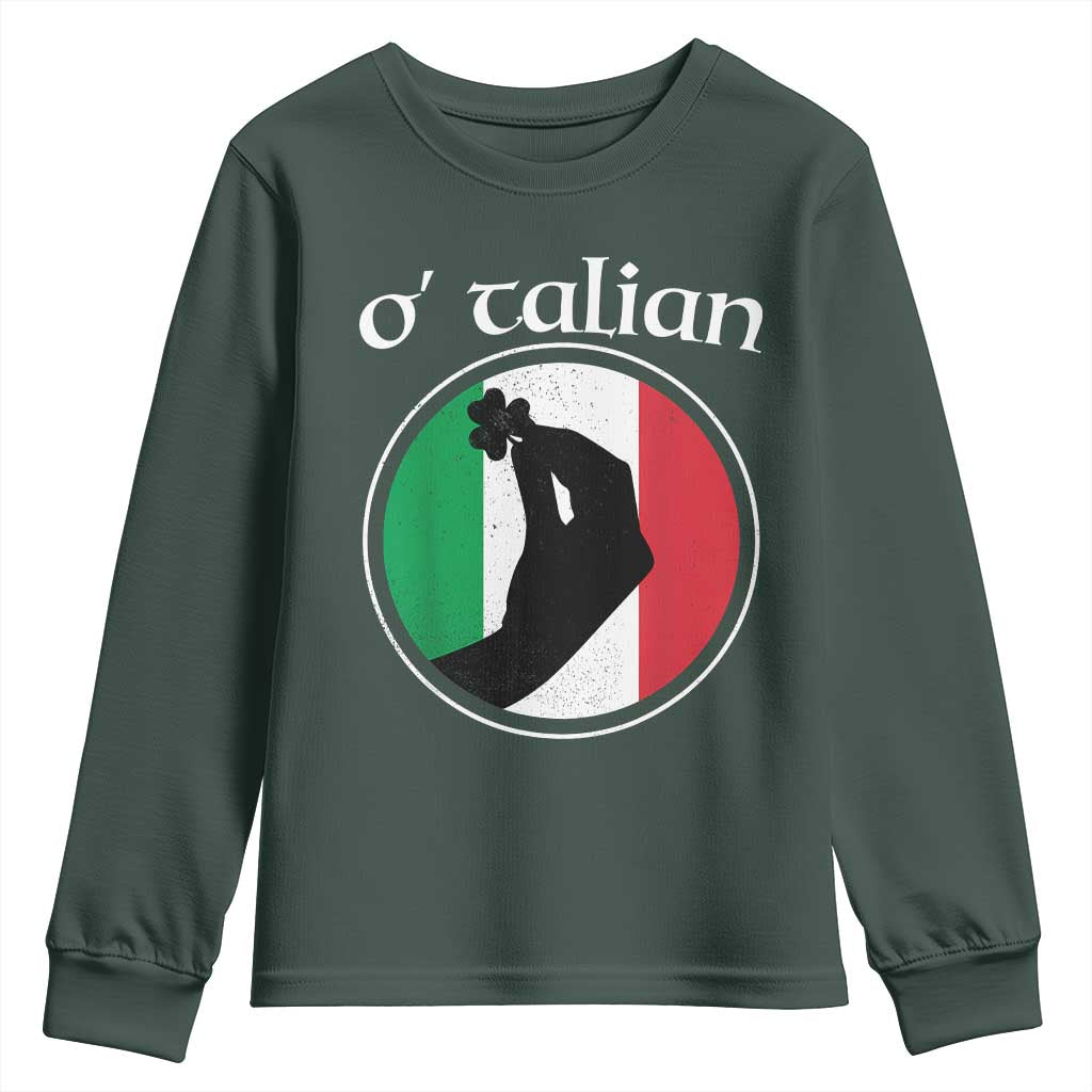 Funny O'Talian Youth Sweatshirt St Patrick's Day Italian Pinched Fingers Shamrock
