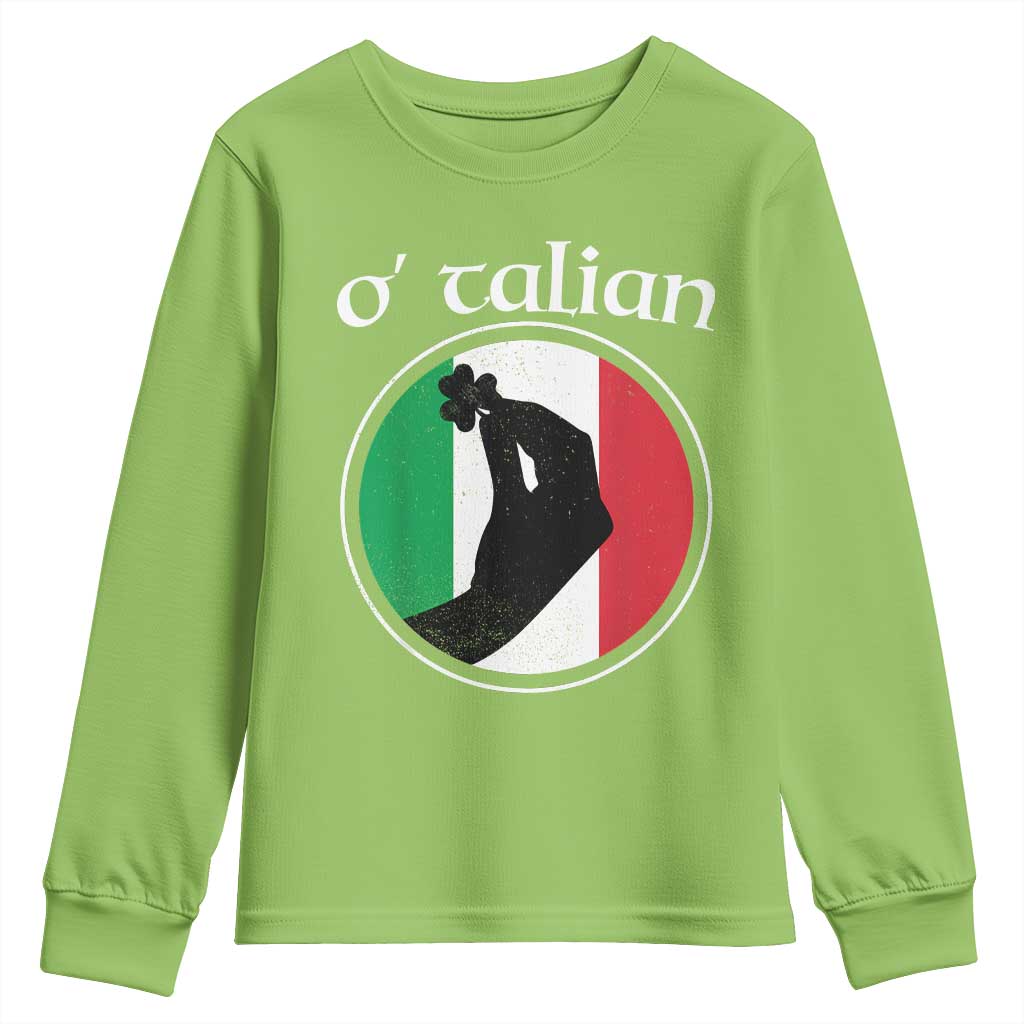 Funny O'Talian Youth Sweatshirt St Patrick's Day Italian Pinched Fingers Shamrock
