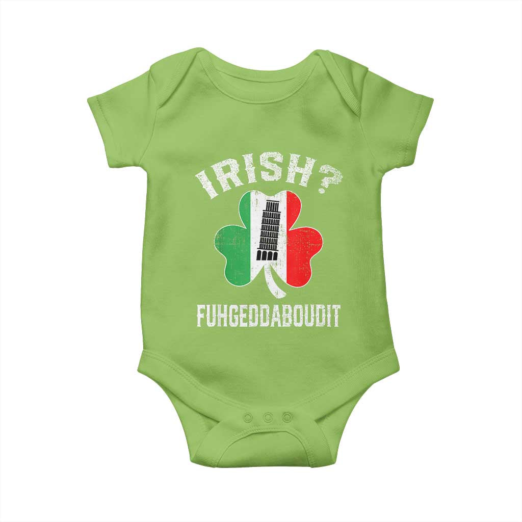 Funny St Patrick's Day Italian Baby Onesie Irish Fuhgeddaboudit Pisa Tower Shamrock