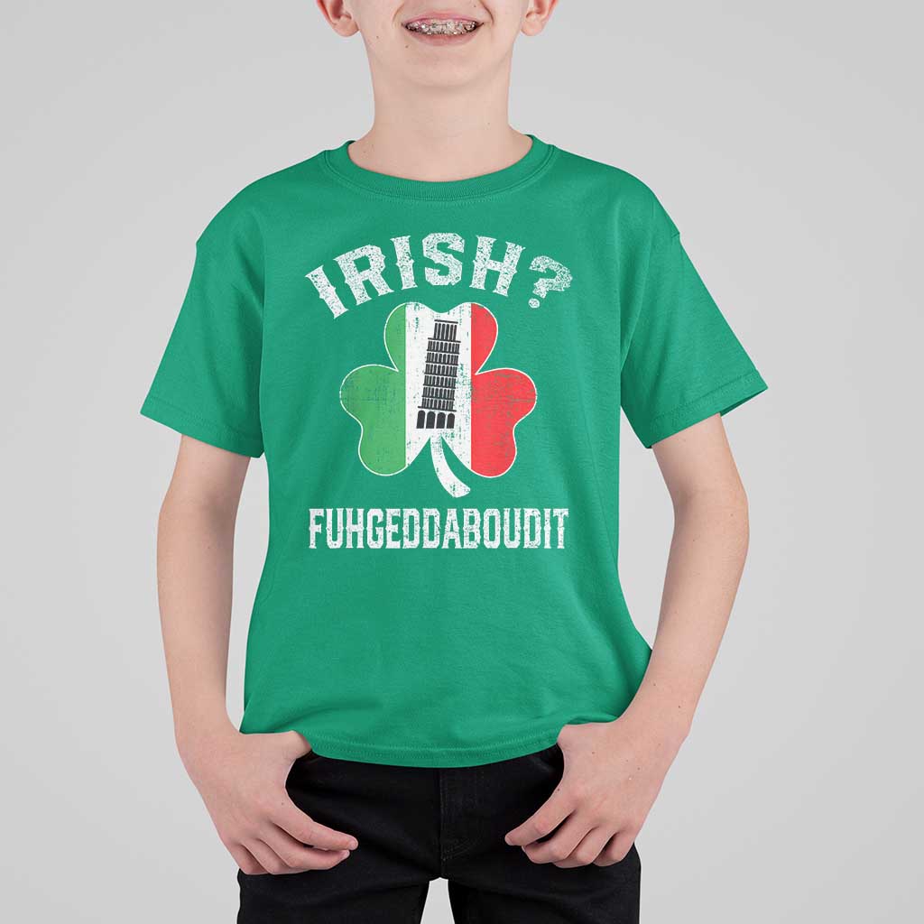 Funny St Patrick's Day Italian T Shirt For Kid Irish Fuhgeddaboudit Pisa Tower Shamrock