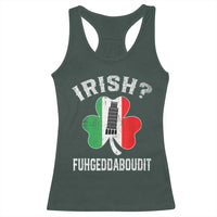 Funny St Patrick's Day Italian Racerback Tank Top Irish Fuhgeddaboudit Pisa Tower Shamrock