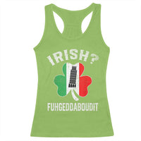 Funny St Patrick's Day Italian Racerback Tank Top Irish Fuhgeddaboudit Pisa Tower Shamrock