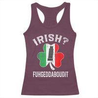 Funny St Patrick's Day Italian Racerback Tank Top Irish Fuhgeddaboudit Pisa Tower Shamrock
