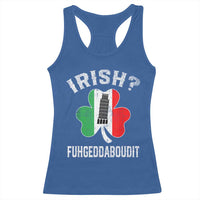 Funny St Patrick's Day Italian Racerback Tank Top Irish Fuhgeddaboudit Pisa Tower Shamrock