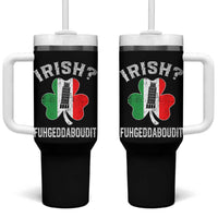 Funny St Patrick's Day Italian Tumbler With Handle Irish Fuhgeddaboudit Pisa Tower Shamrock