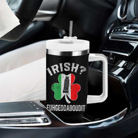 Funny St Patrick's Day Italian Tumbler With Handle Irish Fuhgeddaboudit Pisa Tower Shamrock