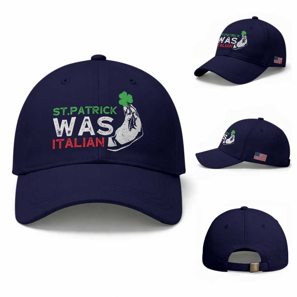 Funny St Patrick Was Italian Baseball Cap St Patrick's Day Italian Pinched Fingers Shamrock