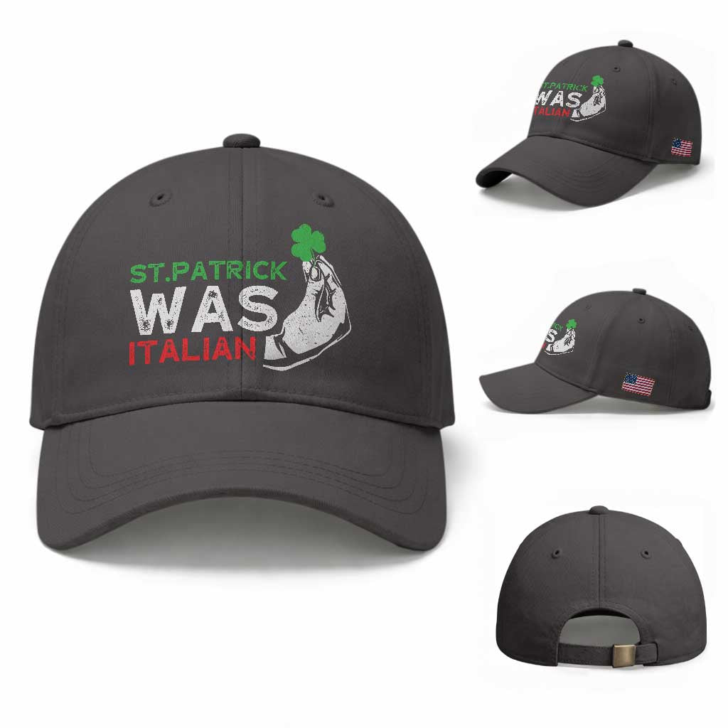 Funny St Patrick Was Italian Baseball Cap St Patrick's Day Italian Pinched Fingers Shamrock