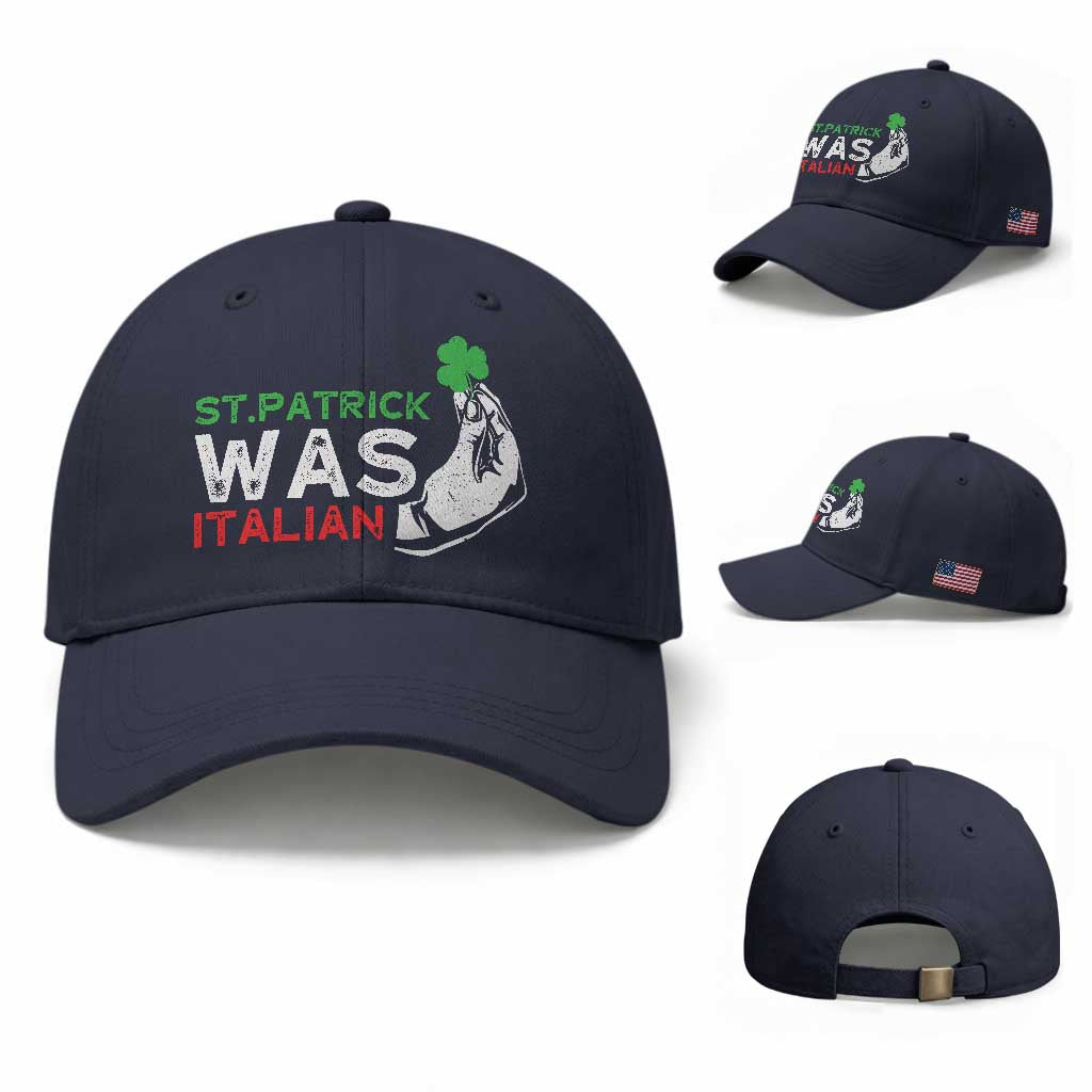 Funny St Patrick Was Italian Baseball Cap St Patrick's Day Italian Pinched Fingers Shamrock