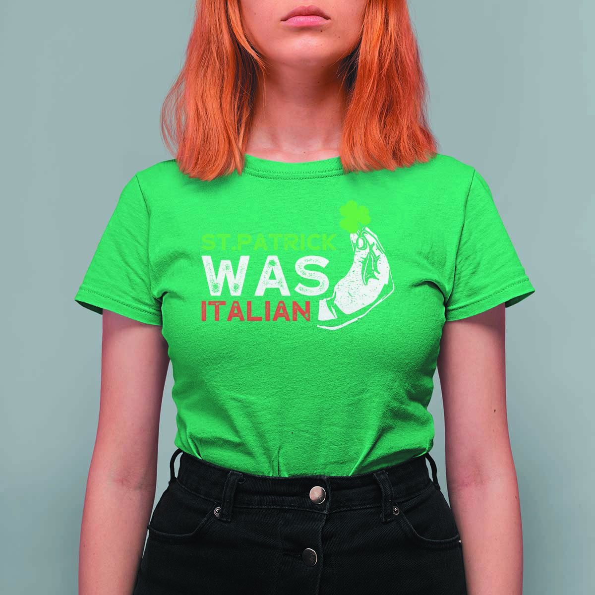 Funny St Patrick Was Italian T Shirt For Women St Patrick's Day Italian Pinched Fingers Shamrock