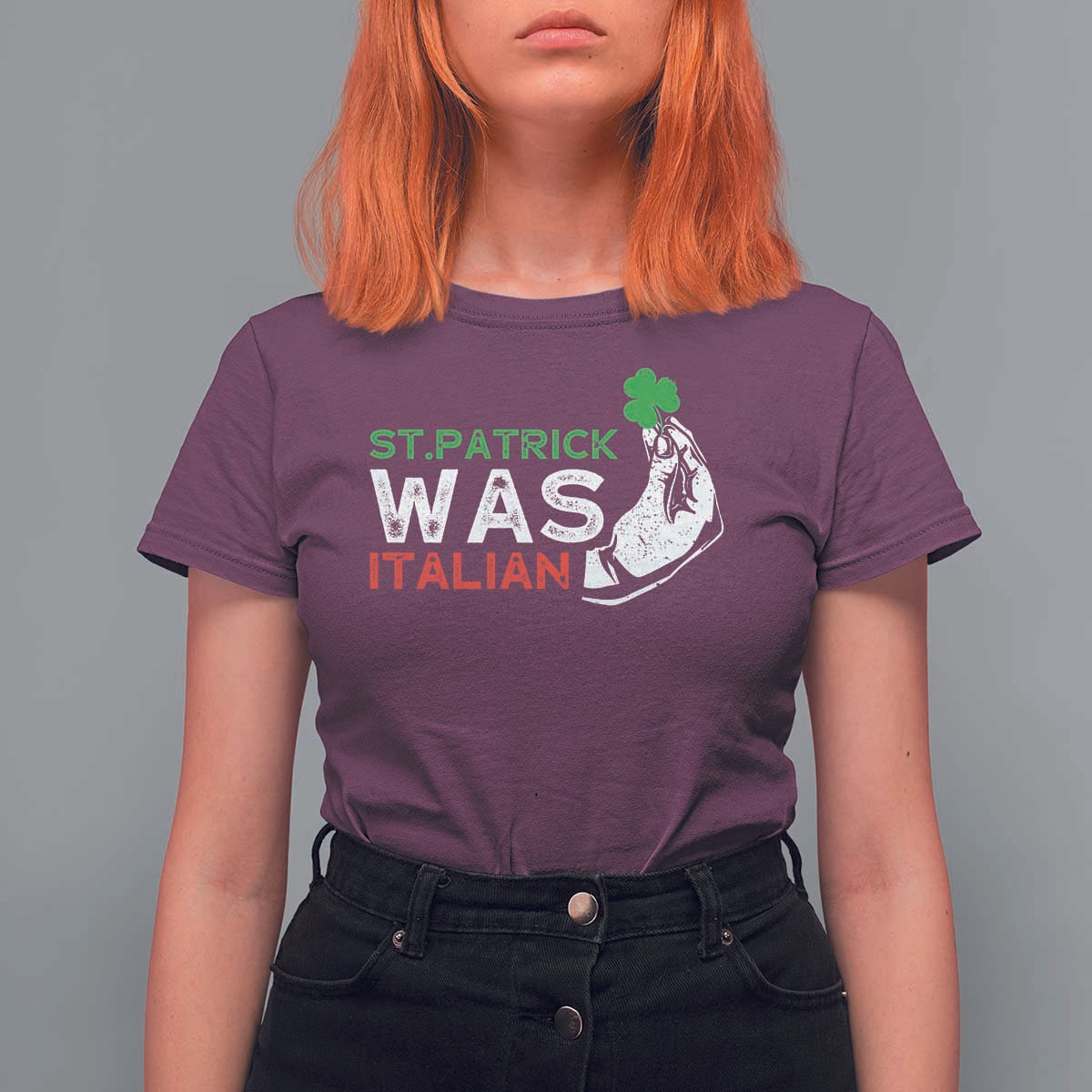 Funny St Patrick Was Italian T Shirt For Women St Patrick's Day Italian Pinched Fingers Shamrock