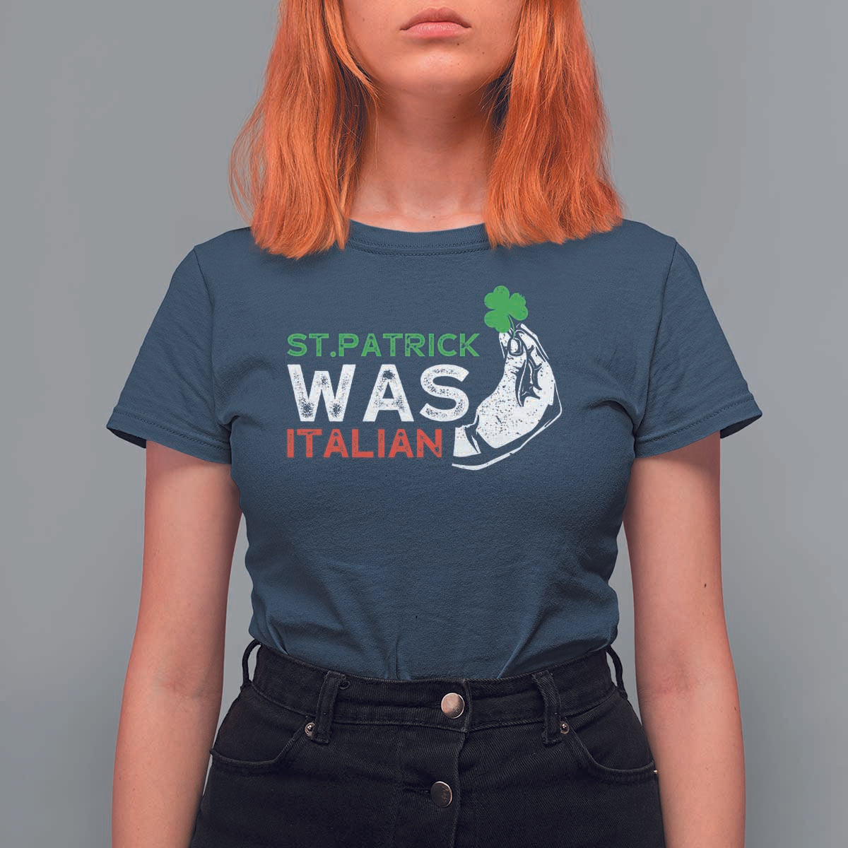 Funny St Patrick Was Italian T Shirt For Women St Patrick's Day Italian Pinched Fingers Shamrock