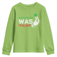 Funny St Patrick Was Italian Youth Sweatshirt St Patrick's Day Italian Pinched Fingers Shamrock