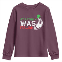 Funny St Patrick Was Italian Youth Sweatshirt St Patrick's Day Italian Pinched Fingers Shamrock