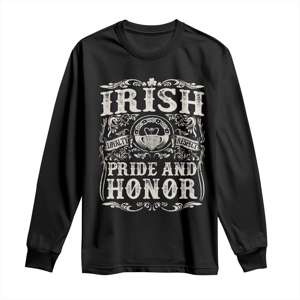 Irish Pride And Honor Long Sleeve Shirt Vintage Claddagh Ring Celtic Knot
