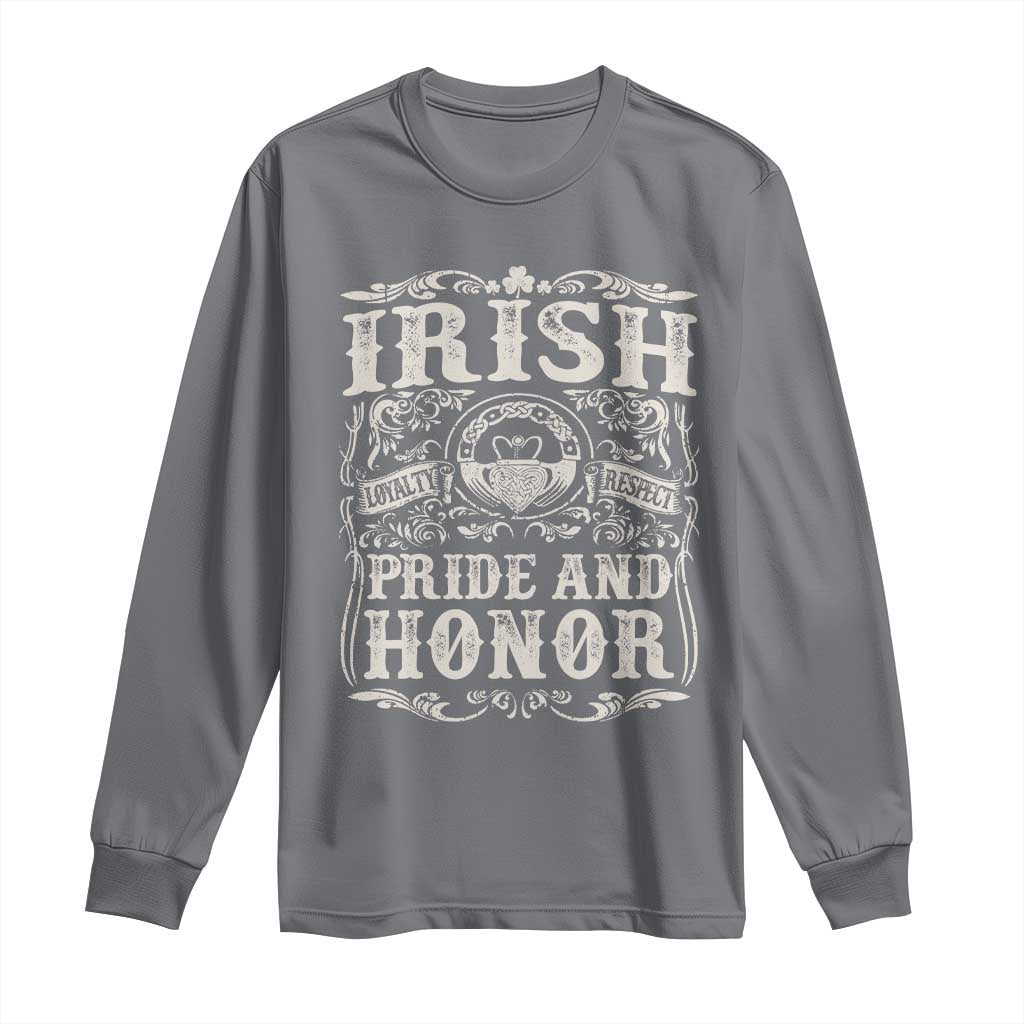 Irish Pride And Honor Long Sleeve Shirt Vintage Claddagh Ring Celtic Knot