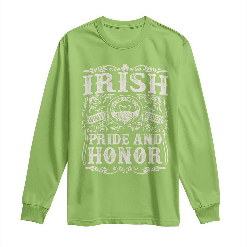 Irish Pride And Honor Long Sleeve Shirt Vintage Claddagh Ring Celtic Knot