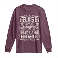 Irish Pride And Honor Long Sleeve Shirt Vintage Claddagh Ring Celtic Knot