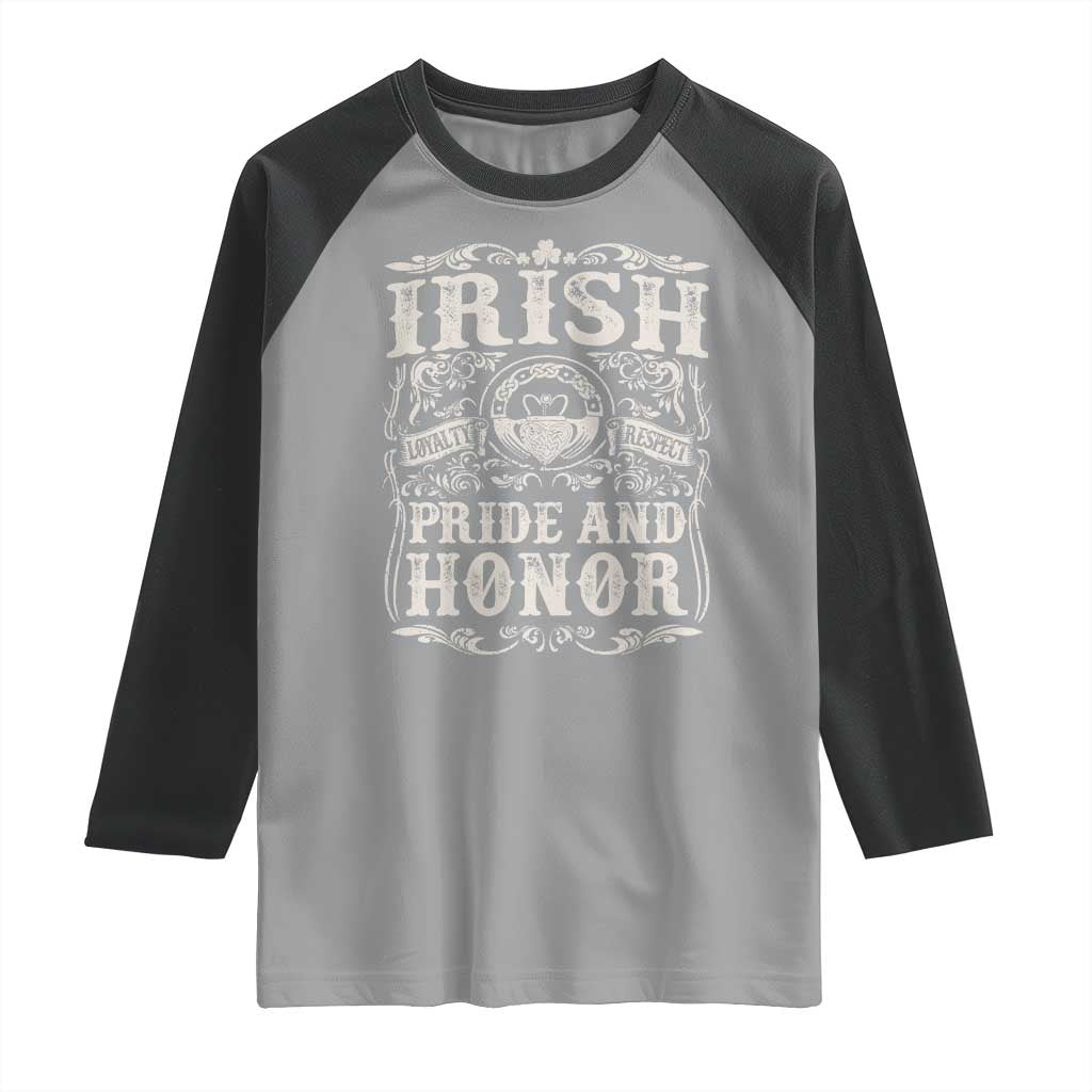 Irish Pride And Honor Raglan Shirt Vintage Claddagh Ring Celtic Knot