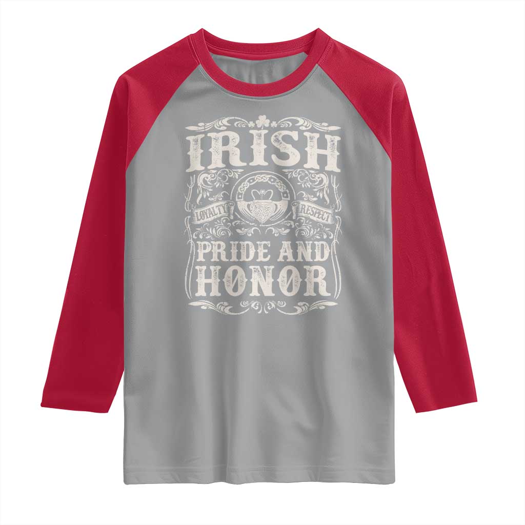Irish Pride And Honor Raglan Shirt Vintage Claddagh Ring Celtic Knot