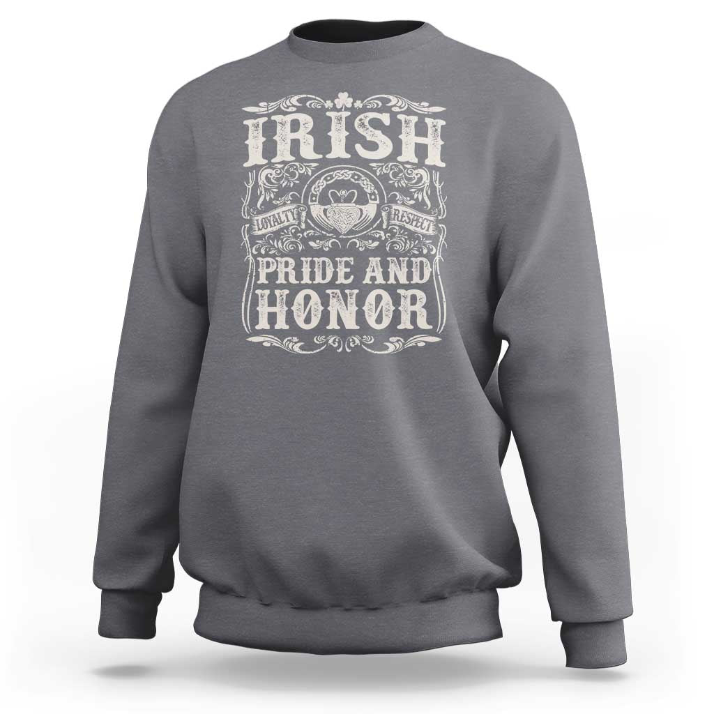 Irish Pride And Honor Sweatshirt Vintage Claddagh Ring Celtic Knot
