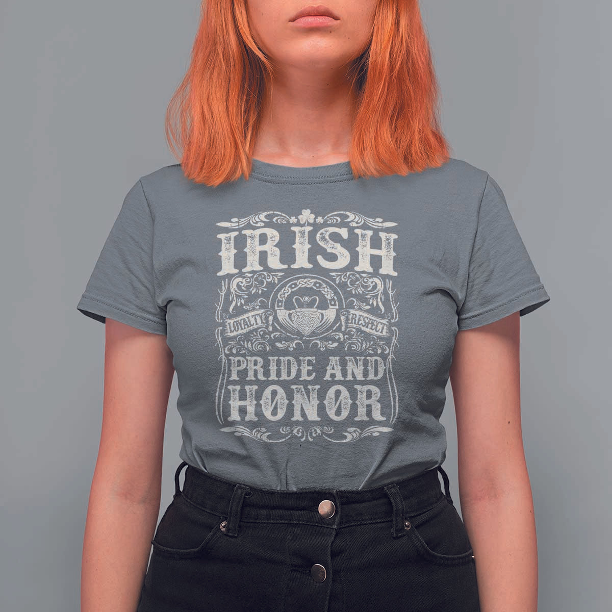Irish Pride And Honor T Shirt For Women Vintage Claddagh Ring Celtic Knot