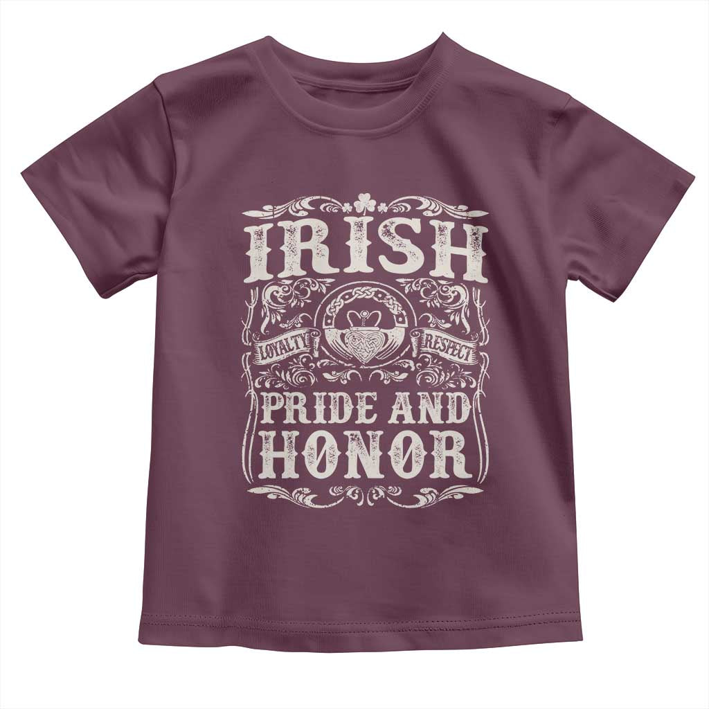 Irish Pride And Honor Toddler T Shirt Vintage Claddagh Ring Celtic Knot
