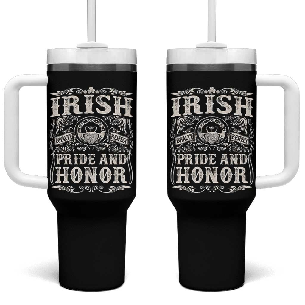 Irish Pride And Honor Tumbler With Handle Vintage Claddagh Ring Celtic Knot