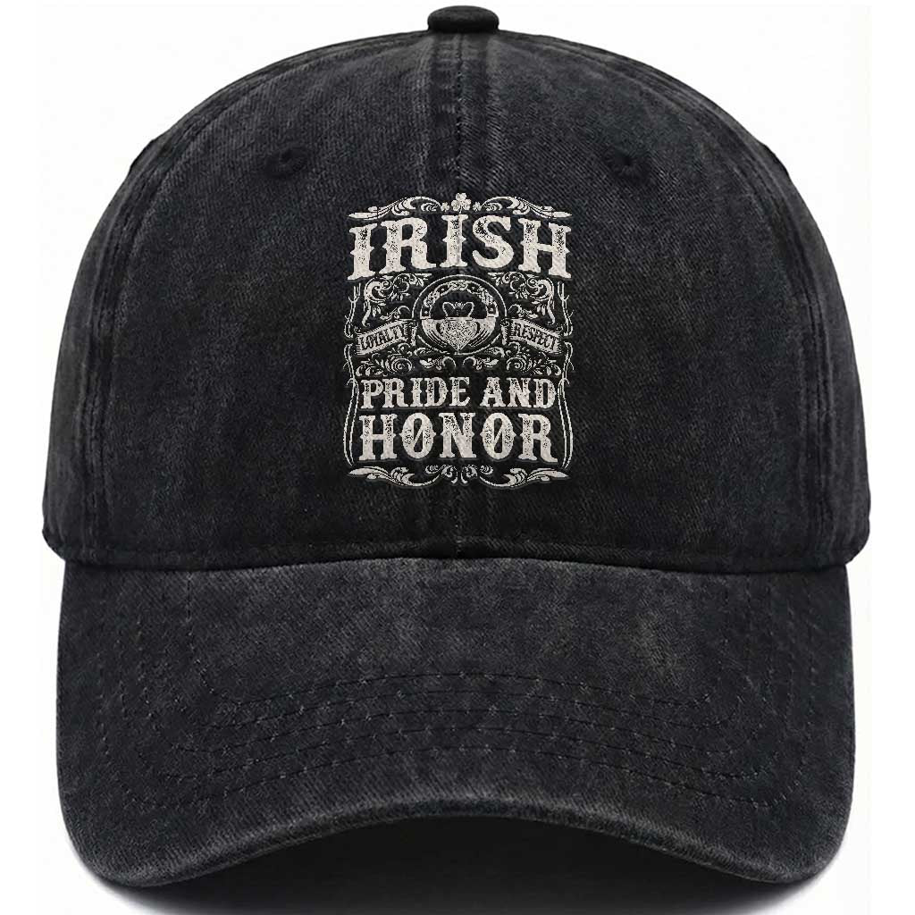 Irish Pride And Honor Washed Cotton Baseball Cap Vintage Claddagh Ring Celtic Knot