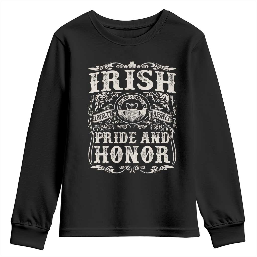Irish Pride And Honor Youth Sweatshirt Vintage Claddagh Ring Celtic Knot