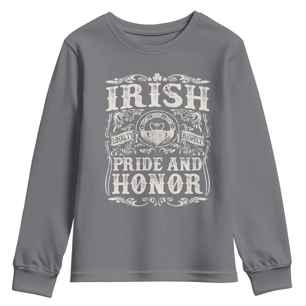 Irish Pride And Honor Youth Sweatshirt Vintage Claddagh Ring Celtic Knot