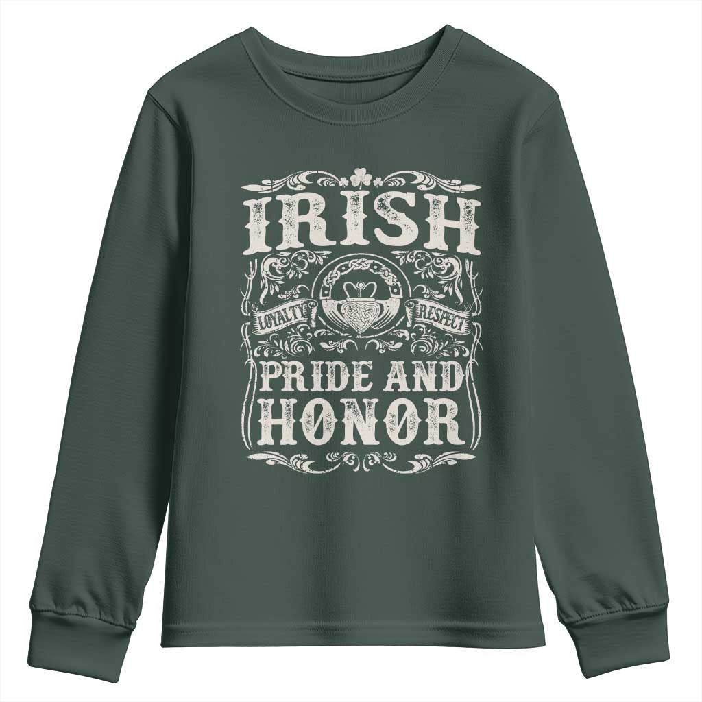 Irish Pride And Honor Youth Sweatshirt Vintage Claddagh Ring Celtic Knot