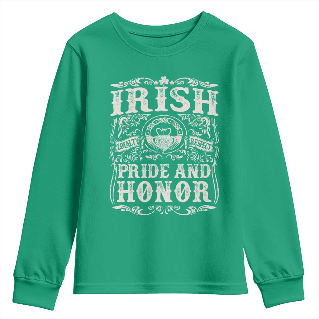 Irish Pride And Honor Youth Sweatshirt Vintage Claddagh Ring Celtic Knot