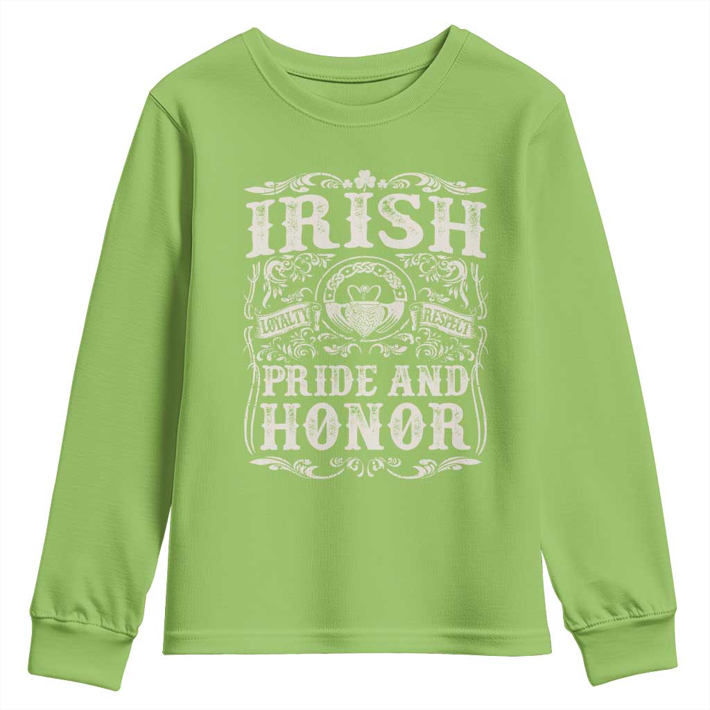 Irish Pride And Honor Youth Sweatshirt Vintage Claddagh Ring Celtic Knot