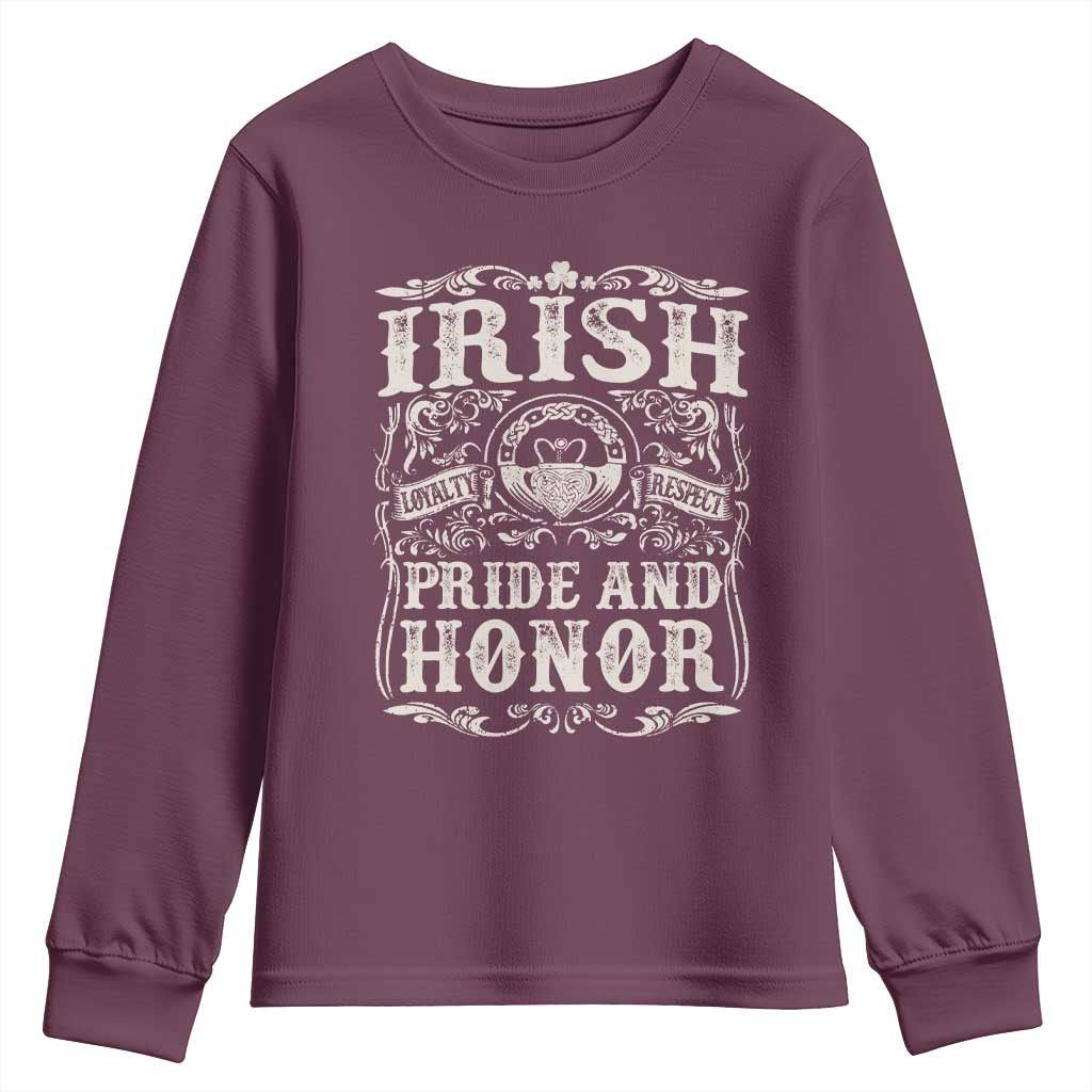 Irish Pride And Honor Youth Sweatshirt Vintage Claddagh Ring Celtic Knot