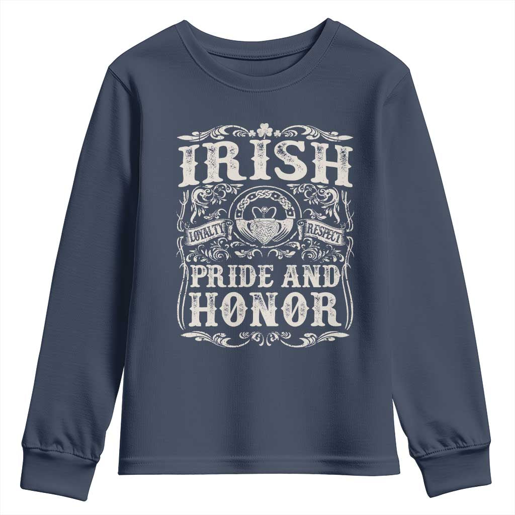 Irish Pride And Honor Youth Sweatshirt Vintage Claddagh Ring Celtic Knot